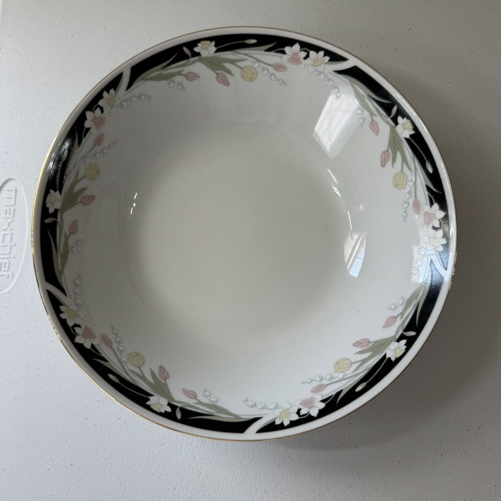 Crown Ming Fine China Michelle 9" Round Serving Bowl Floral yellow pink